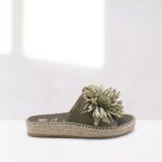 green women's flat sandal
