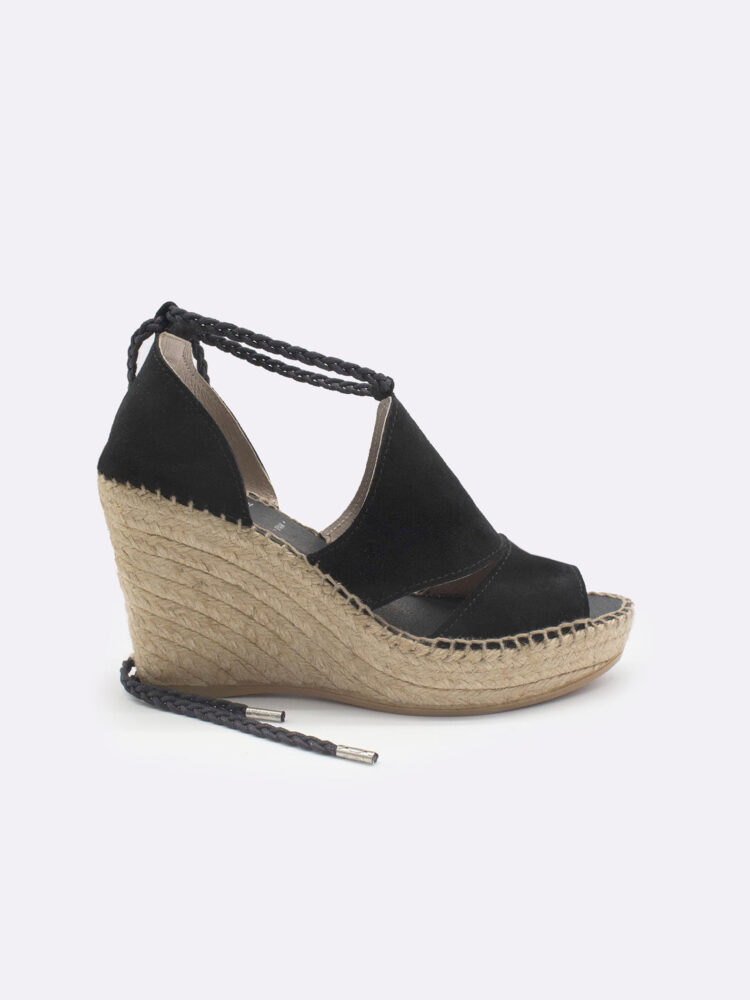 Women's wedge espadrilles with black laces