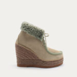 GREEN WEDGE ANKLE BOOT WITH LACES