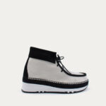 GRAY BICOLOR LACE-UP ANKLE BOOT