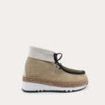GREEN BICOLOR LACE-UP ANKLE BOOT