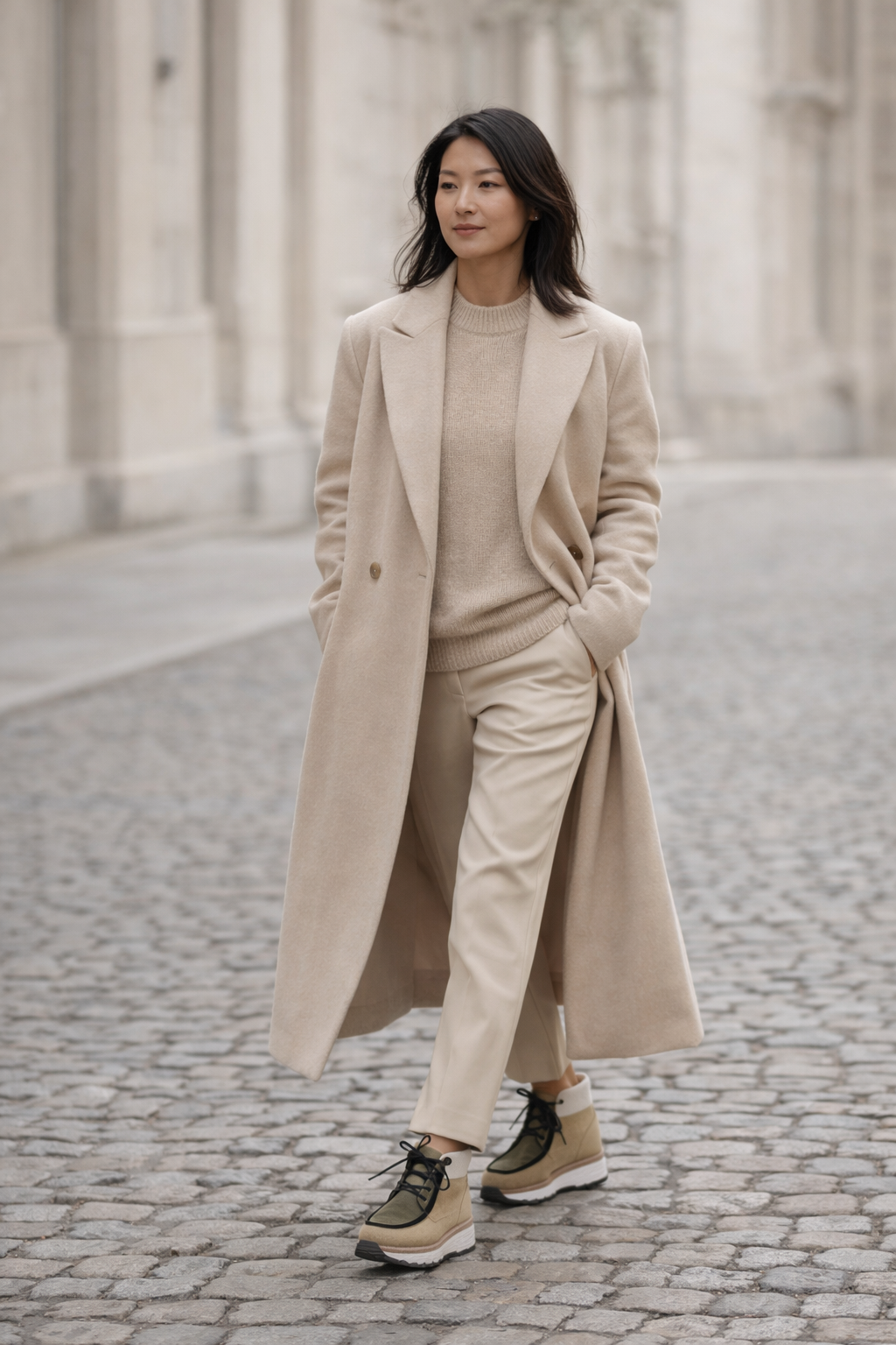 ook beige invernal y botines Louro verde de Juncal Aguirre