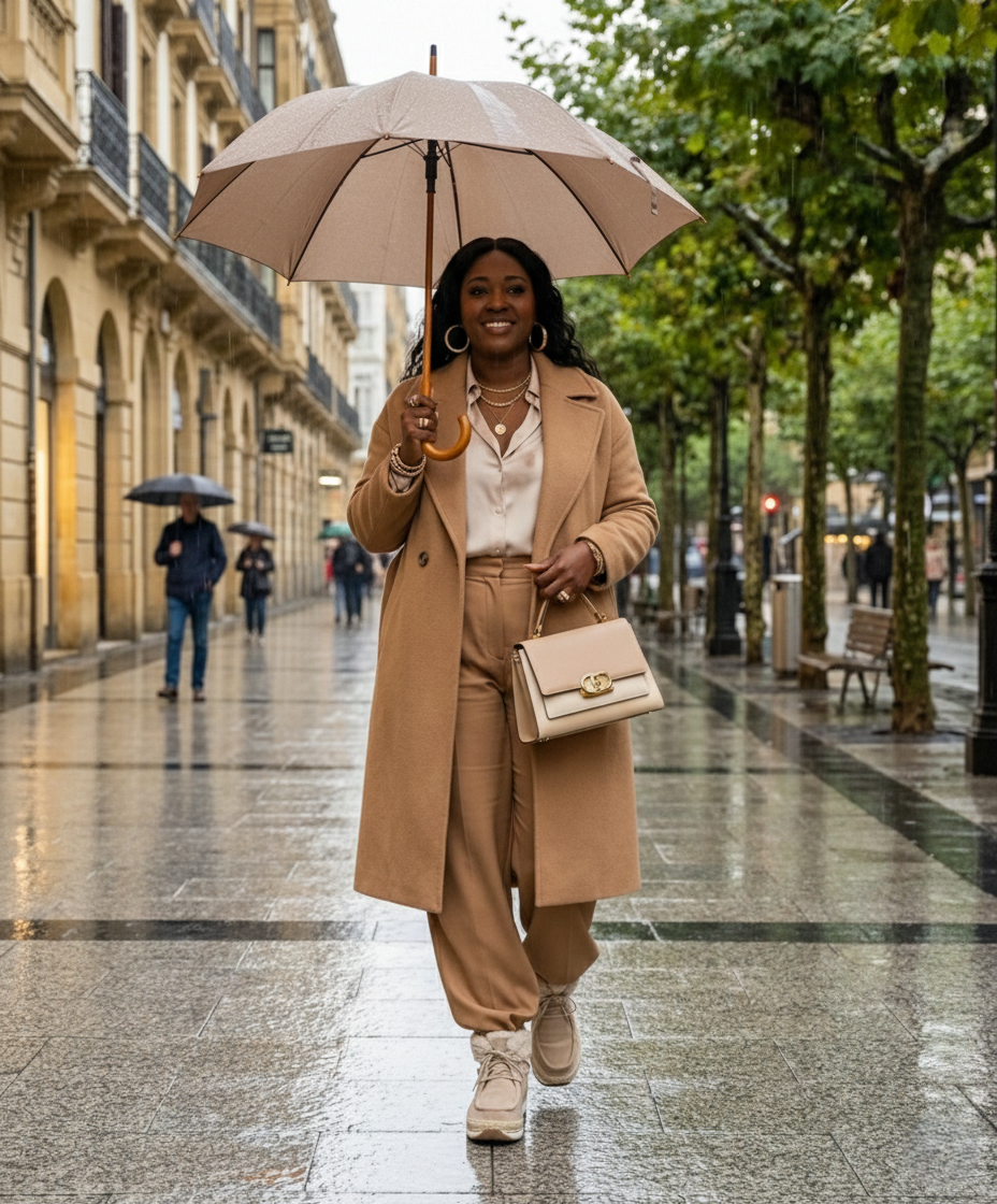 botin de serraje bajo la lluvia
